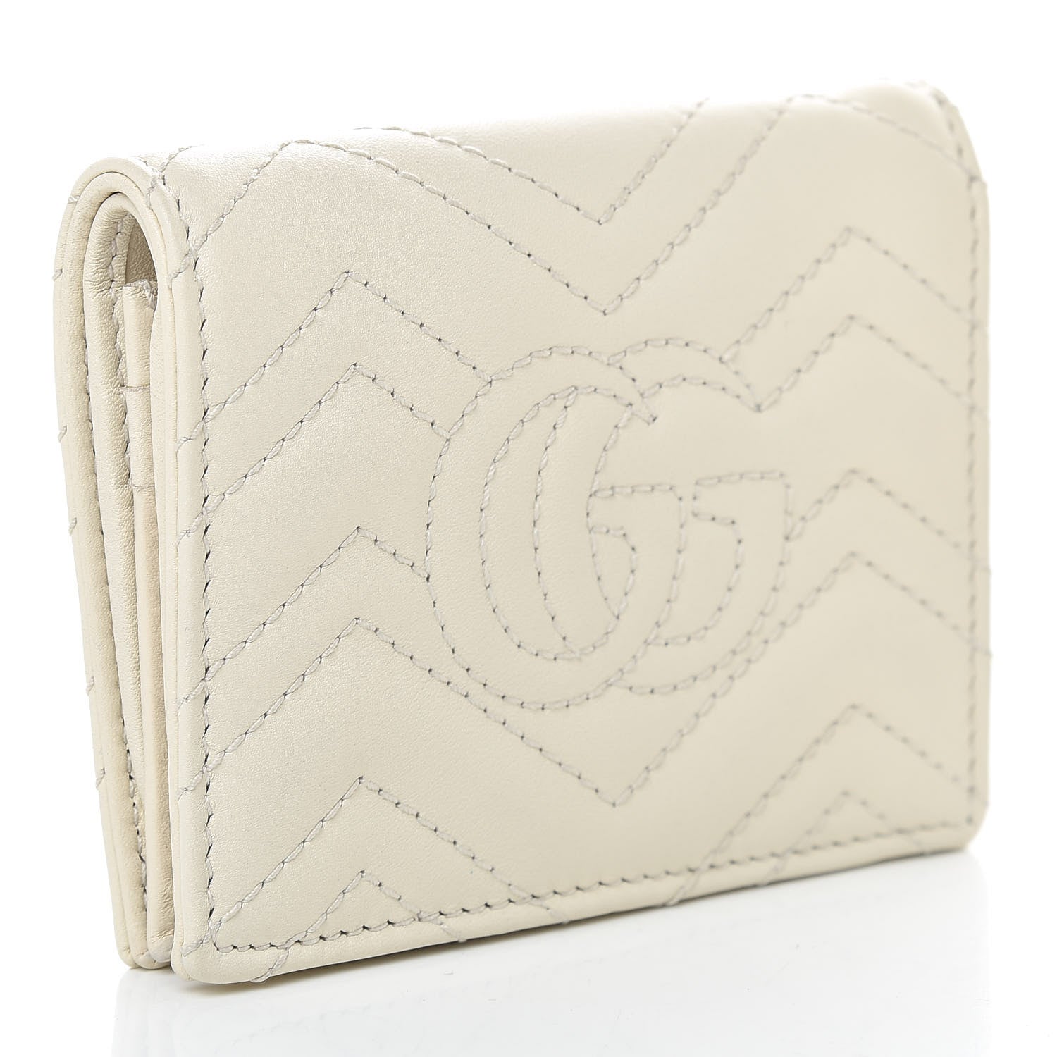 Gucci Calfskin Matelasse GG Marmont Card Case White 3 of 7