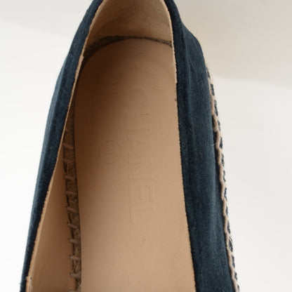 Chanel Velvet CC Espadrilles 38 Navy Black 8 of 9