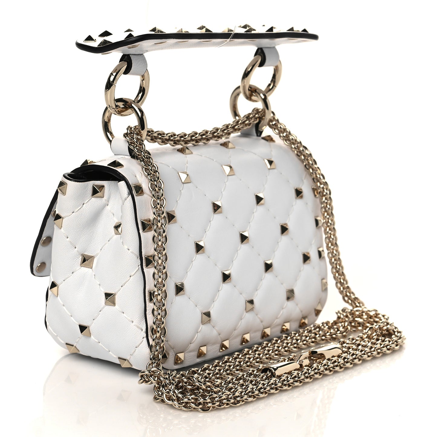 Nappa Micro Rockstud Spike Shoulder Bag Ivory