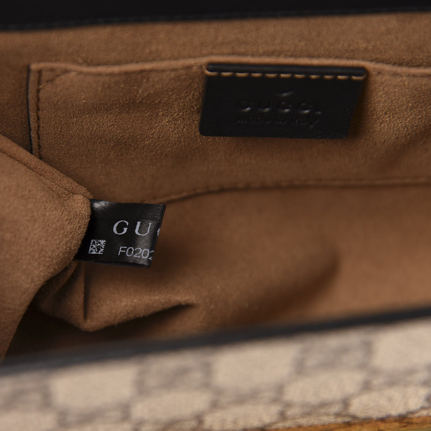 GG Supreme Monogram Calfskin Small Padlock Shoulder Bag Beige Black Cuir