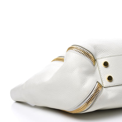 Tom Ford Grained Calfskin Sedgwick Medium Zipper Tote White 7 of 9