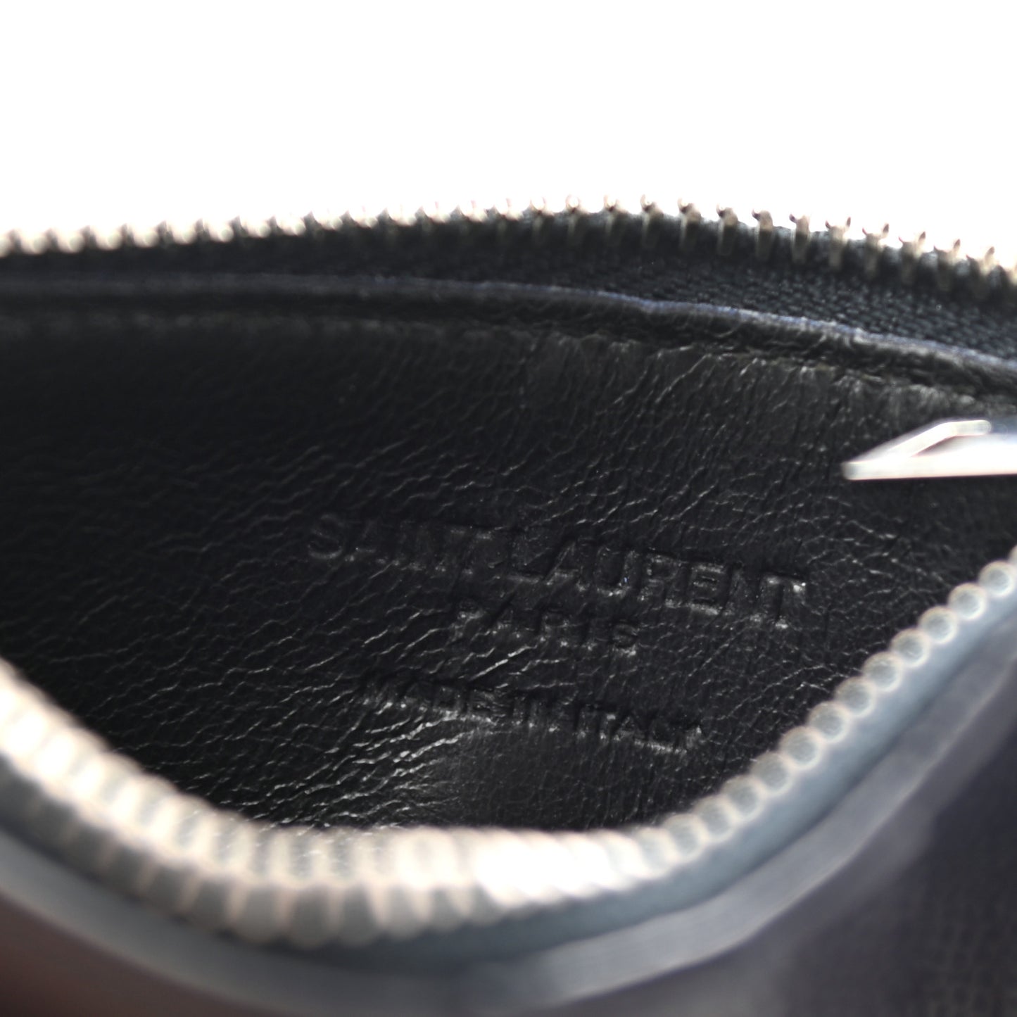 Grained Calfskin 5 Fragments Zip Pouch Card Holder Navy