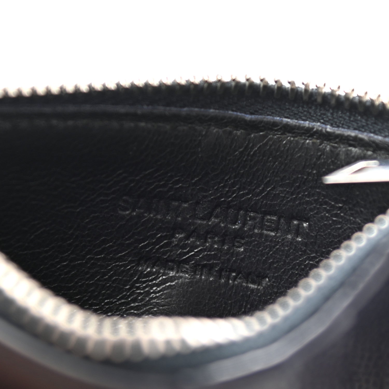 Saint Laurent Grained Calfskin 5 Fragments Zip Pouch Card Holder Navy 6 of 6
