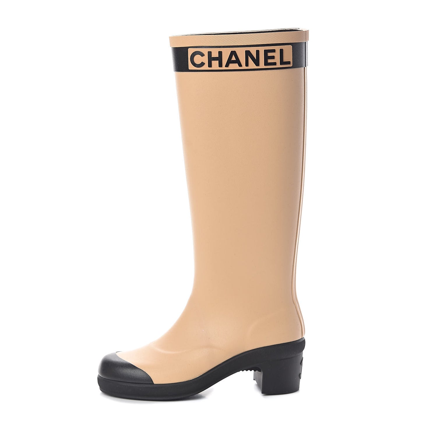 Rubber Logo Rain Boots 35 Beige