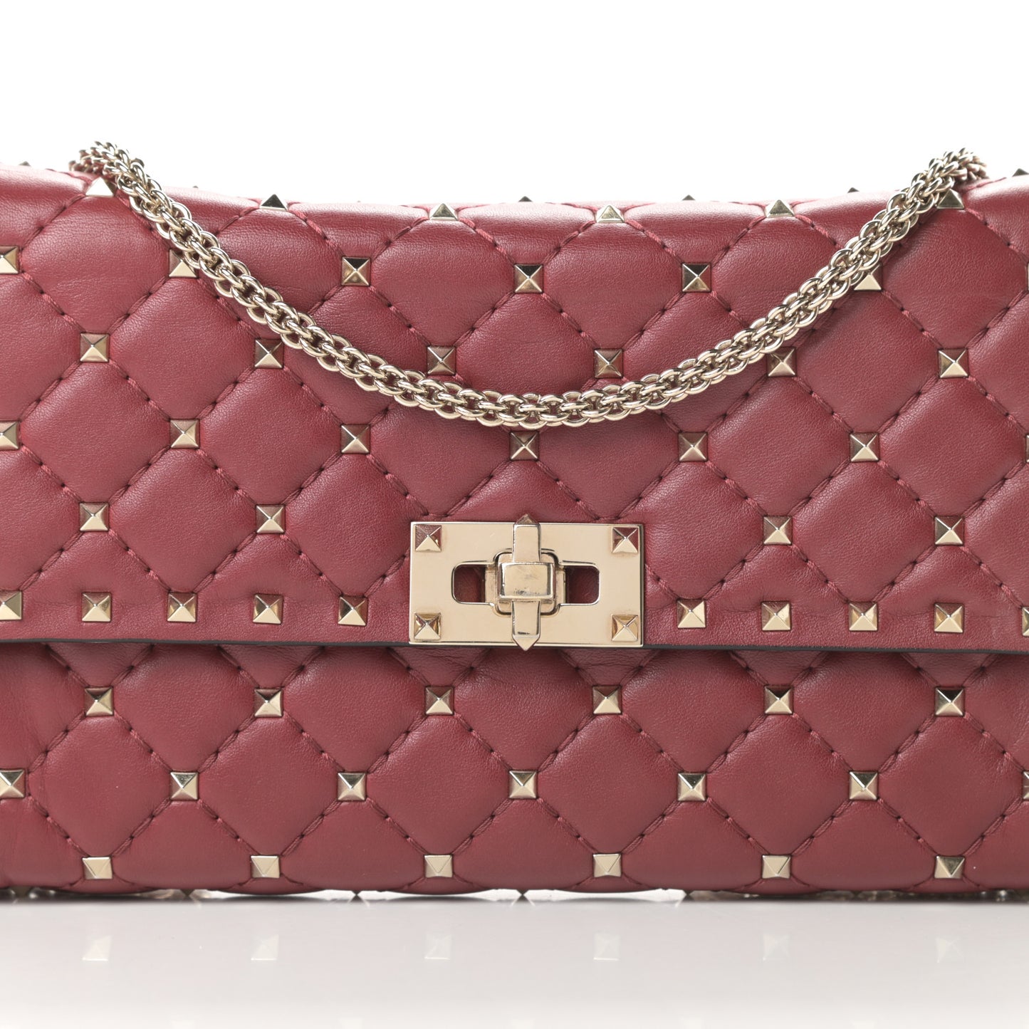 Nappa Rockstud Spike Wallet on Chain Rubino