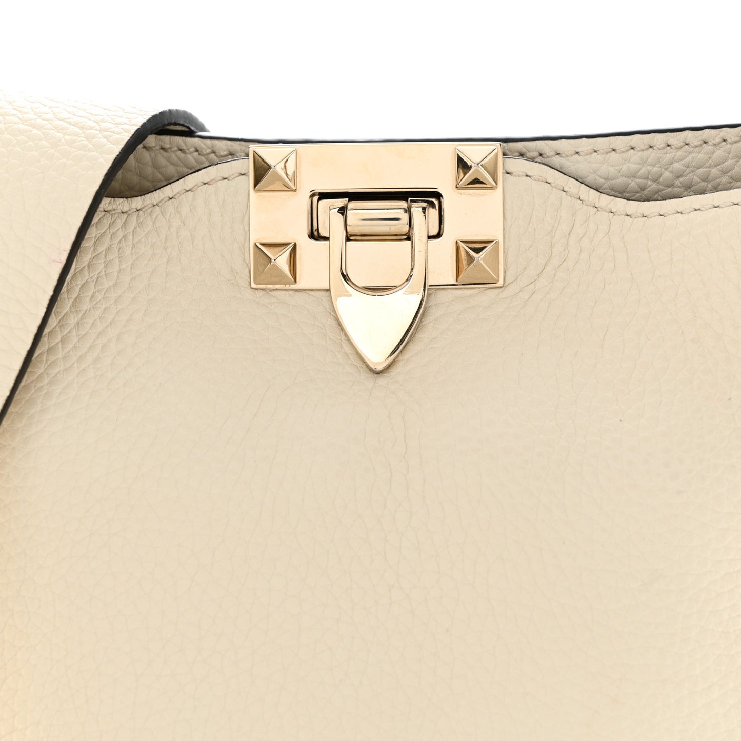 Pebbled Calfskin Mini Rockstud Flip-Lock Messenger Bag Light Ivory