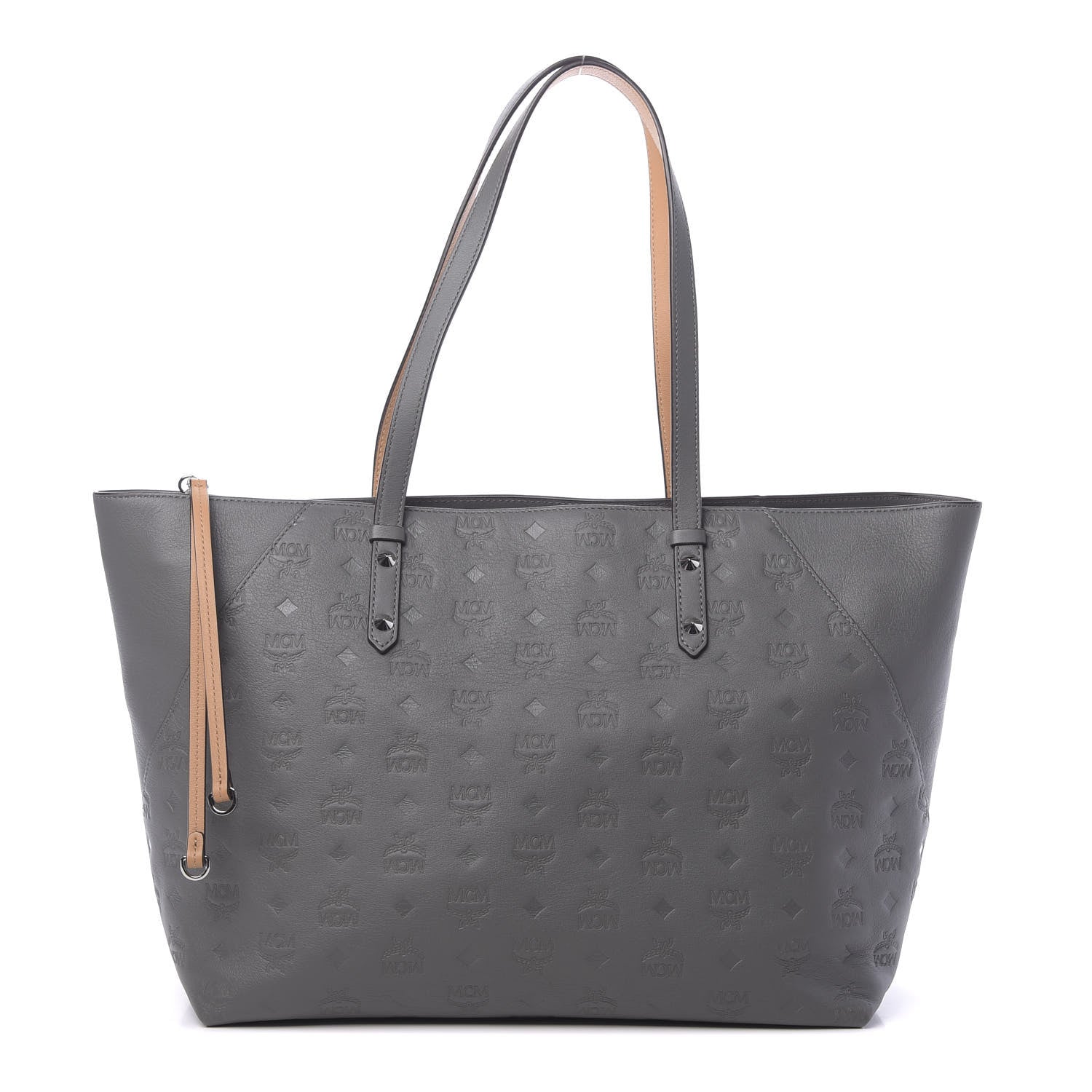 MCM Calfskin Ottomar Monogram Medium Klara Shopper Tote Charcoal 1 of 11