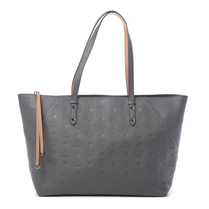 MCM Calfskin Ottomar Monogram Medium Klara Shopper Tote Charcoal 1 of 11