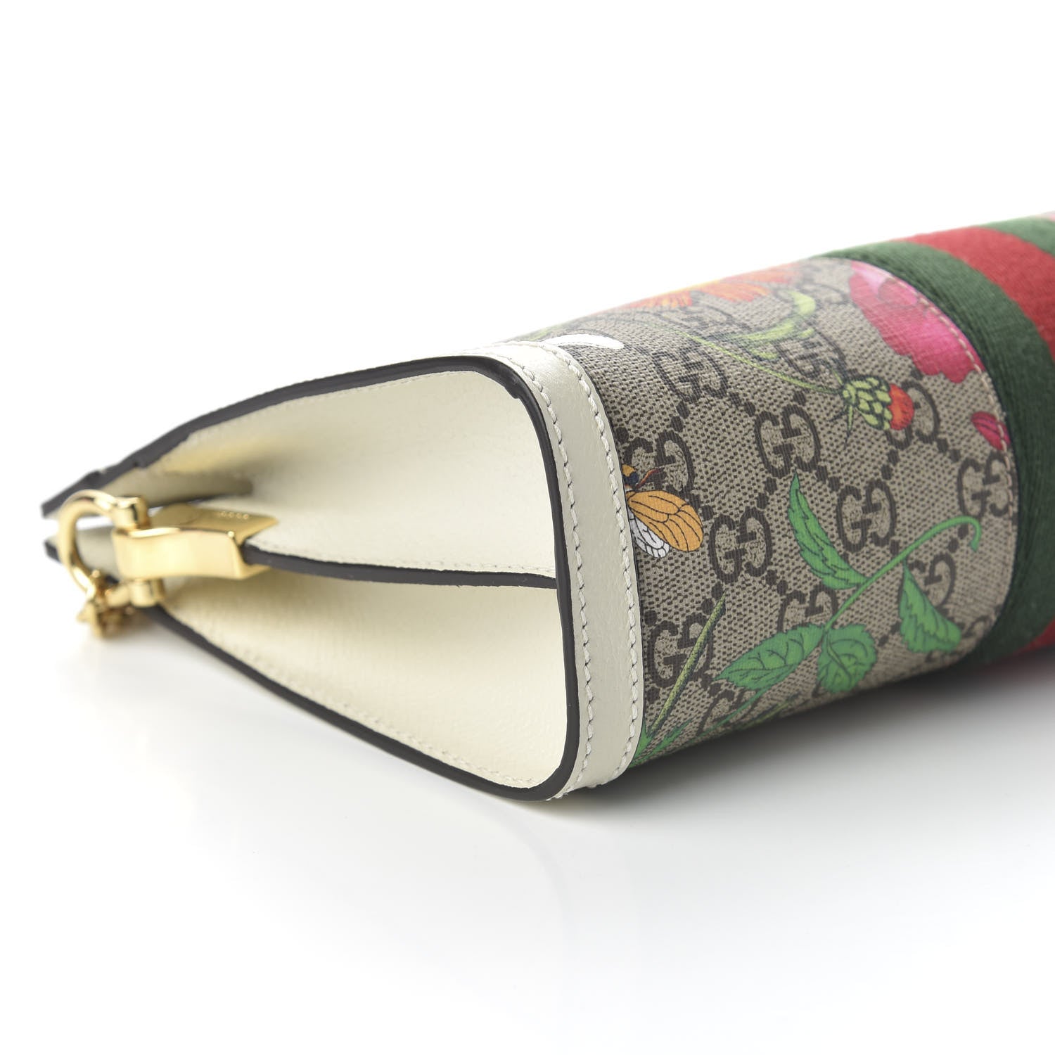 Gucci GG Supreme Monogram Flora Web Small Ophidia Chain Shoulder Bag White 6 of 11