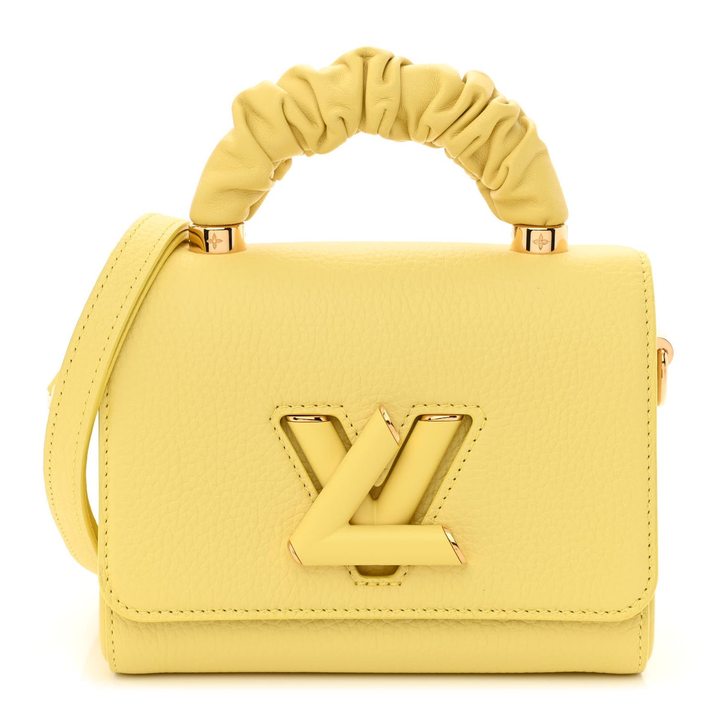 Taurillon Smooth Calfskin Scrunchie Twist One Handle PM Yellow