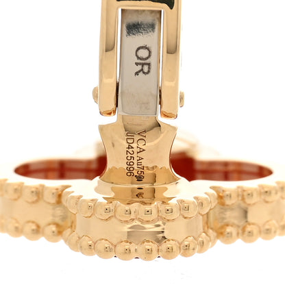 Van Cleef & Arpels 18K Yellow Gold Carnelian Vintage Alhambra Earrings 4 of 5
