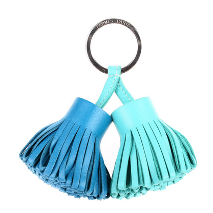 Hermes Lambskin Carmen Uno-Dos Key Holder Bleu Izmir Lagon 1 of 3
