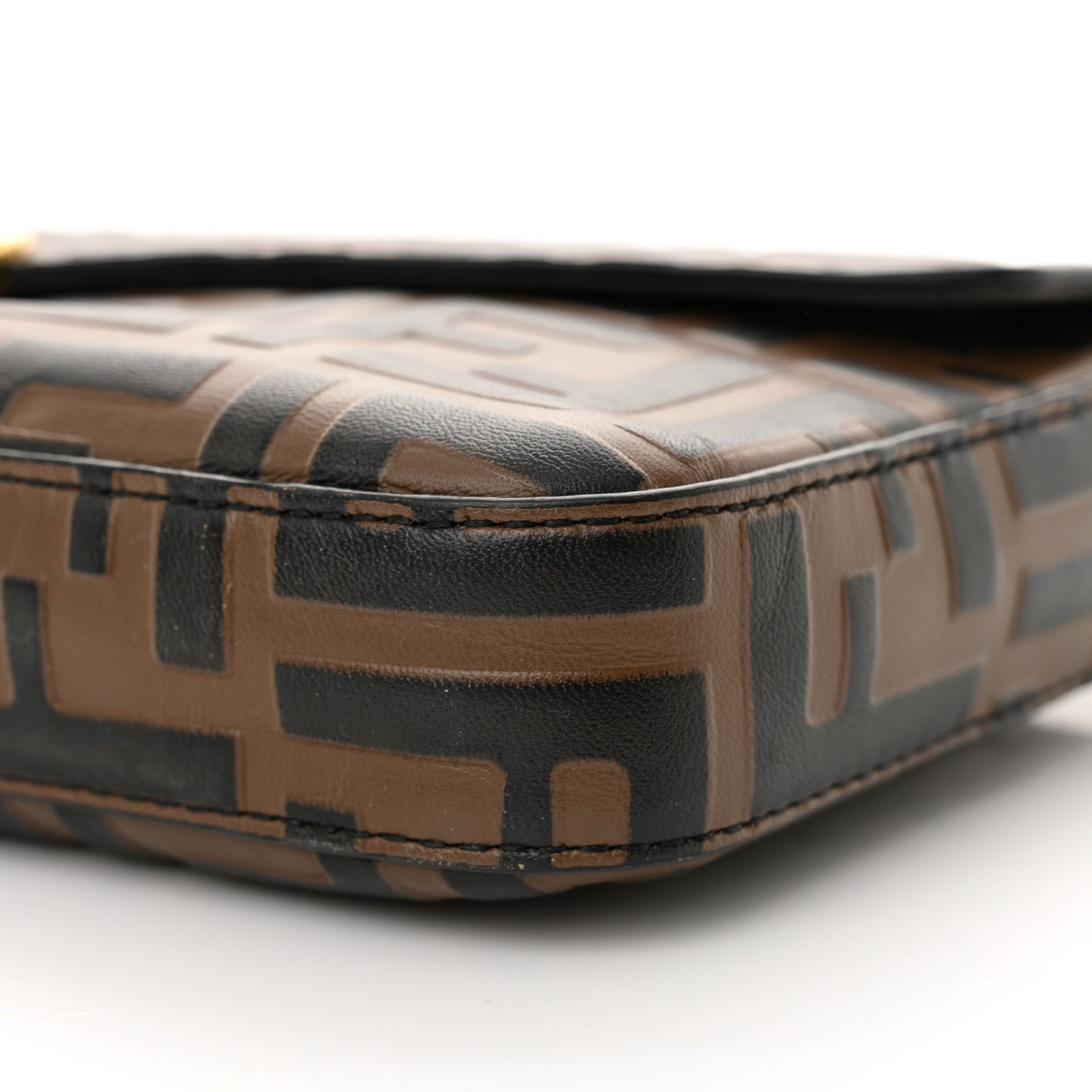 Vitello Soft F is Fendi Bi-Color FF 1974 Embossed Envelope Wallet On Chain with Pouches Maya Black