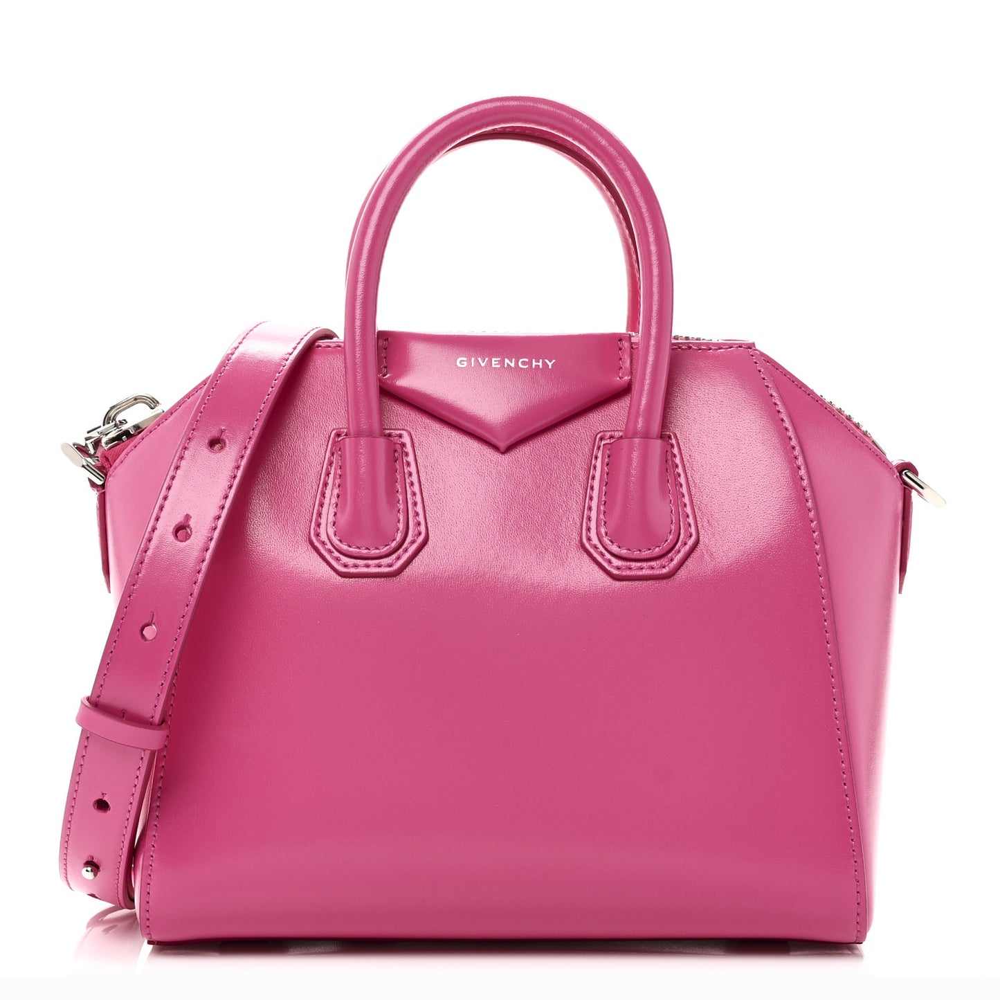 Shiny Lord Calfskin Mini Antigona Neon Pink