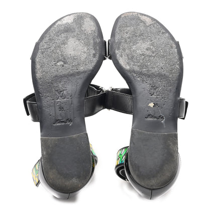 Louis Vuitton Patent Deep Sea Sandals 38 Black 6 of 10