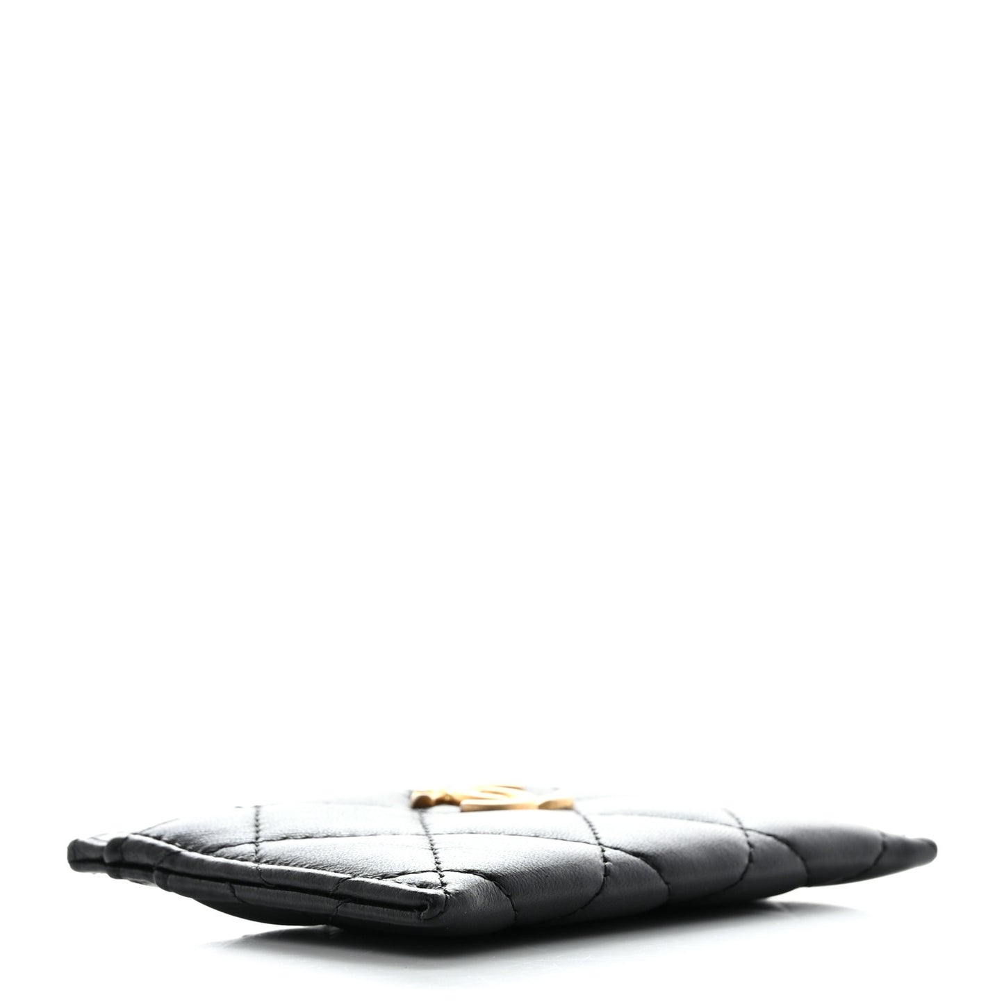 Lambskin Quilted CC Card Holder Black
