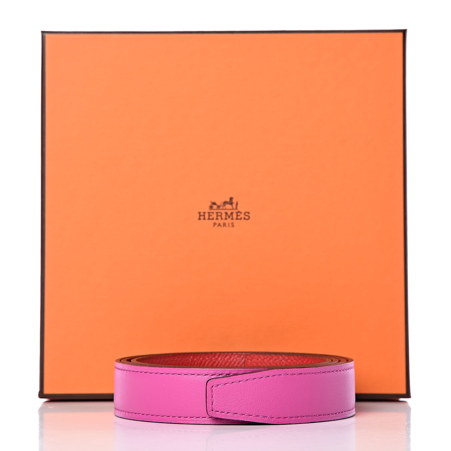 Hermes Swift Epsom 24mm Belt Strap 90 Magnolia Rouge Casaque 8 of 8