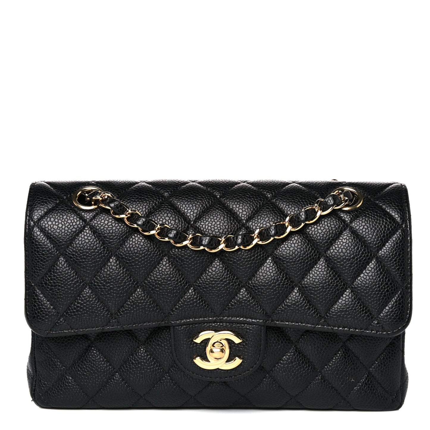 Caviar Quilted Small Double Flap Black