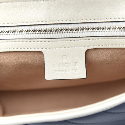 Gucci Vintage Effect Calfskin Matelasse Diagonal Small Torchon GG Marmont Shoulder Bag Blue Agata Mystic White 6 of 10