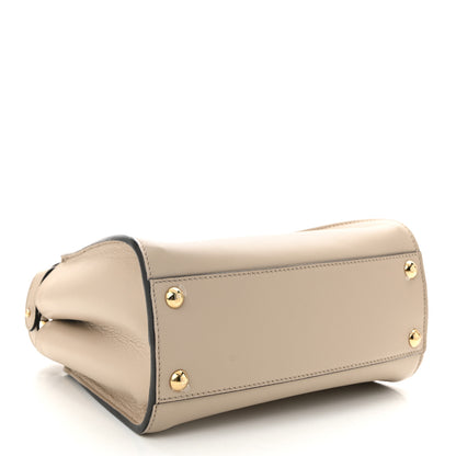 Fendi Vitello Seta Canvas FF Embroidered Mini Peekaboo Iconic Satchel Nuvola 4 of 11