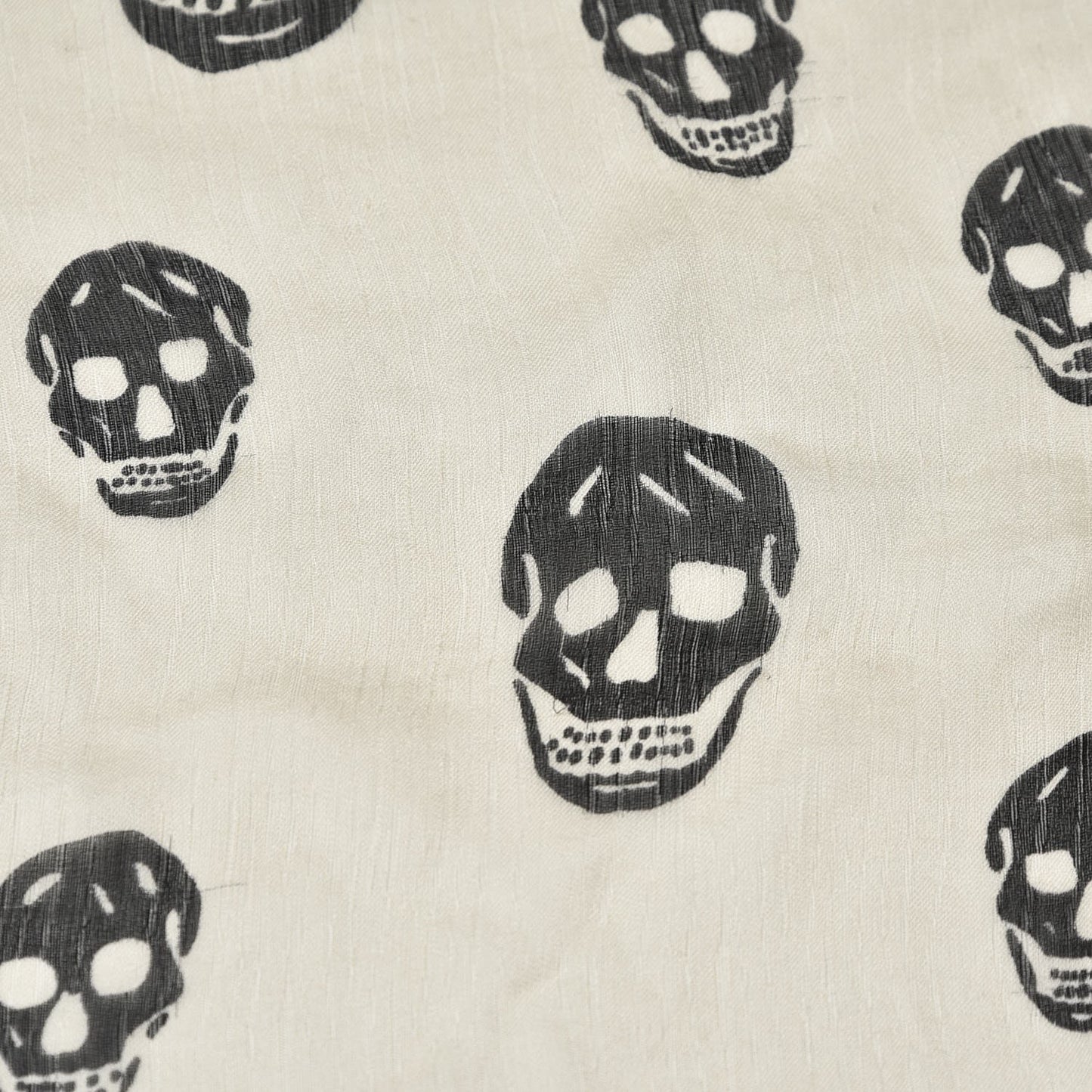 Silk Chiffon Skull Scarf Ivory Black