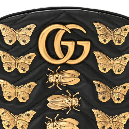 Gucci Calfskin Matelasse Animal Studs GG Marmont Belt Bag Black 7 of 9