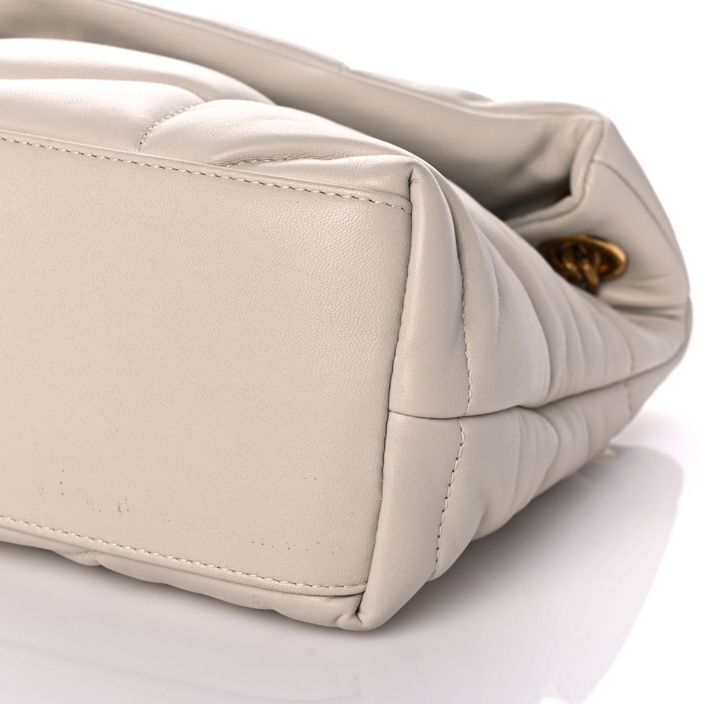 Lambskin Quilted Small Loulou Puffer Monogram Chain Satchel Blanc Vintage