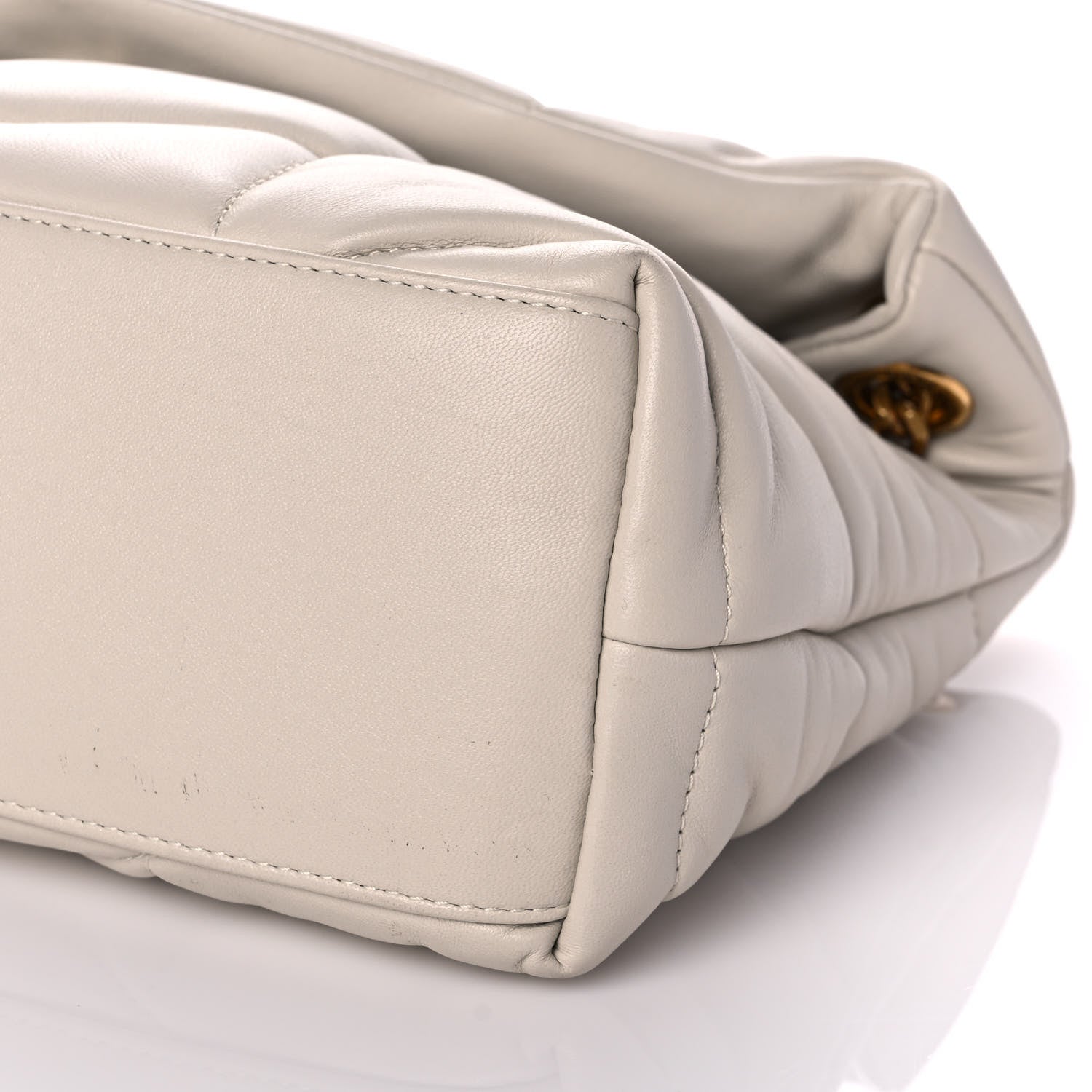 Saint Laurent Lambskin Quilted Small Loulou Puffer Monogram Chain Satchel Blanc Vintage 10 of 11