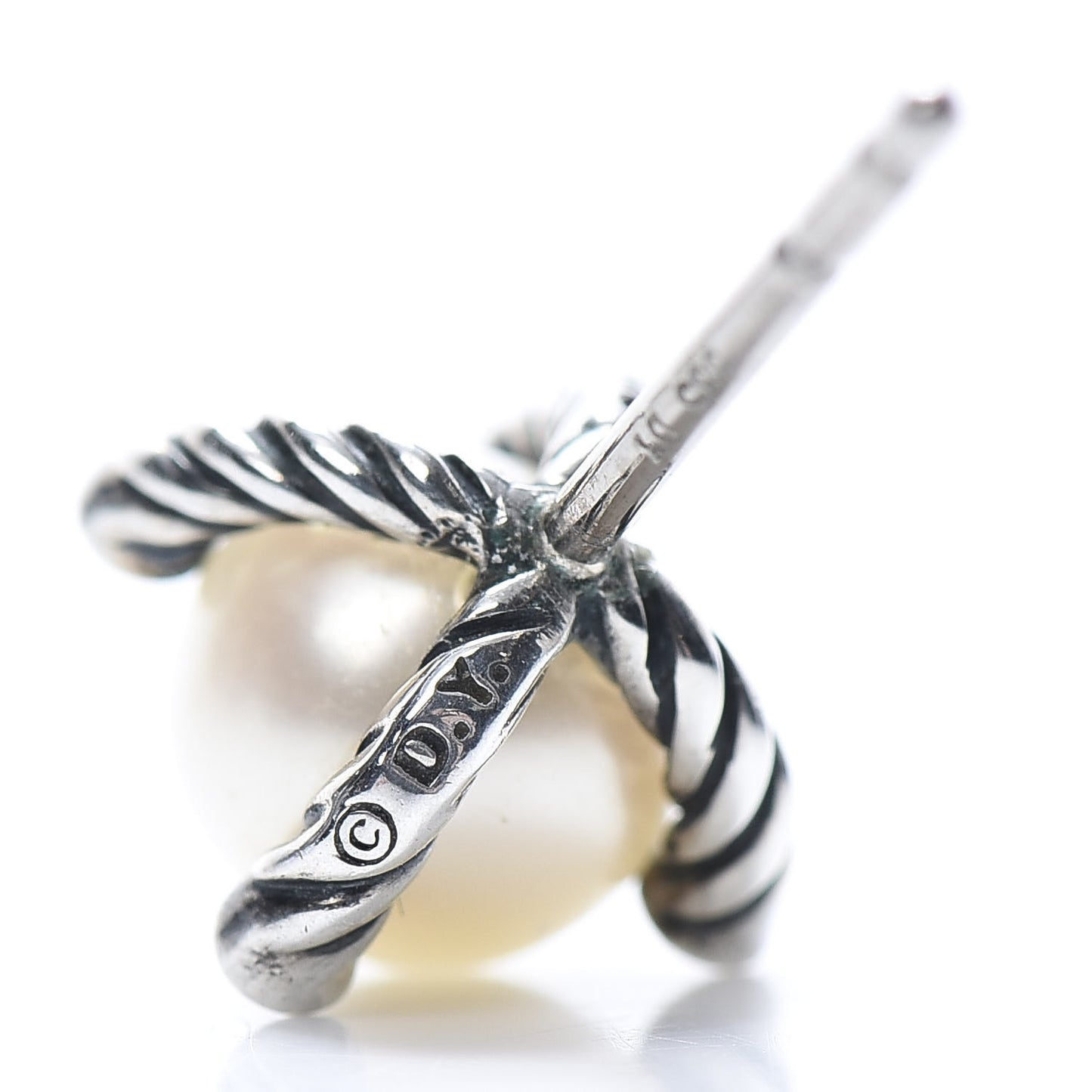 Sterling Silver Diamond Pearl 7mm Earrings
