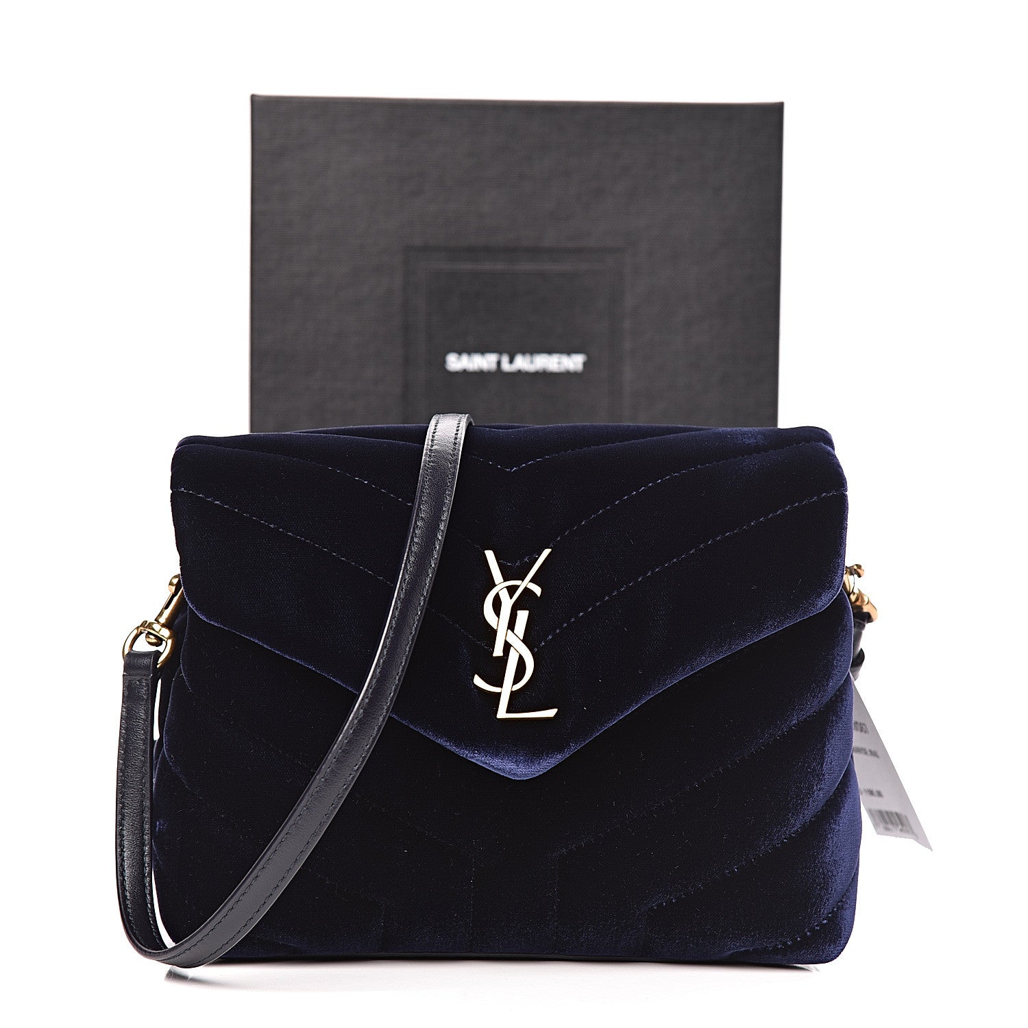 Saint Laurent Velvet Y Quilted Monogram Toy Loulou Crossbody Bag Navy 11 of 11