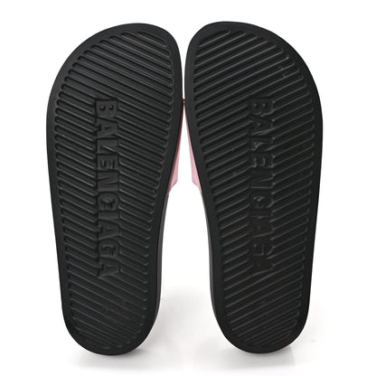 Balenciaga Rubber Logo Womens Pool Slide Sandals 38 Light Pink Black 5 of 7