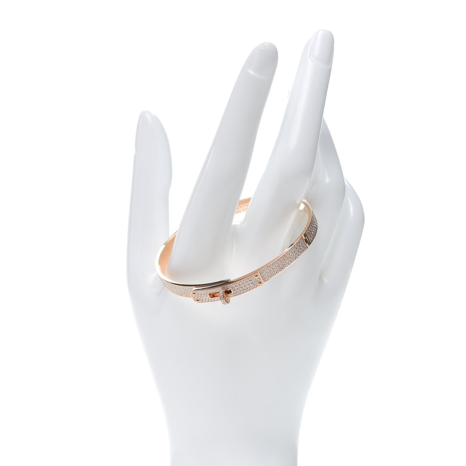 Hermes 18K Rose Gold Diamond PM Kelly Full Pave Bracelet ST 2 of 5