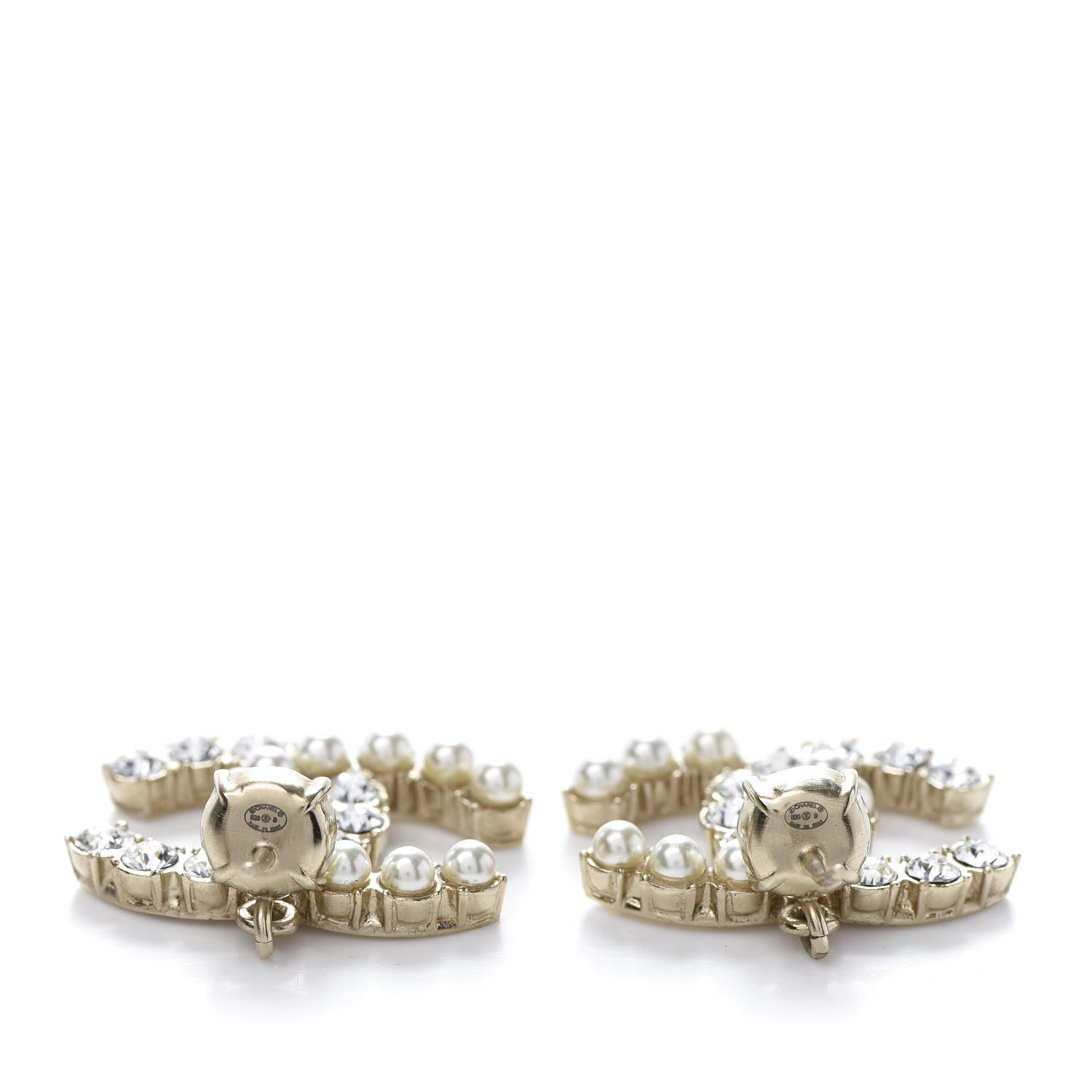 Chanel Crystal Pearl Dazzling Domino CC Drop Earrings Gold 5 of 5