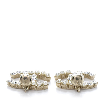 Chanel Crystal Pearl Dazzling Domino CC Drop Earrings Gold 5 of 5