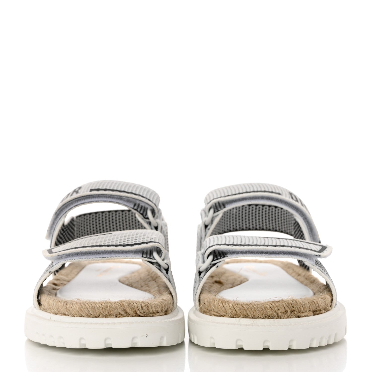 Christian Dior Technical Knit Jute Dioract 10mm Sandals 37 White Black 2 of 9