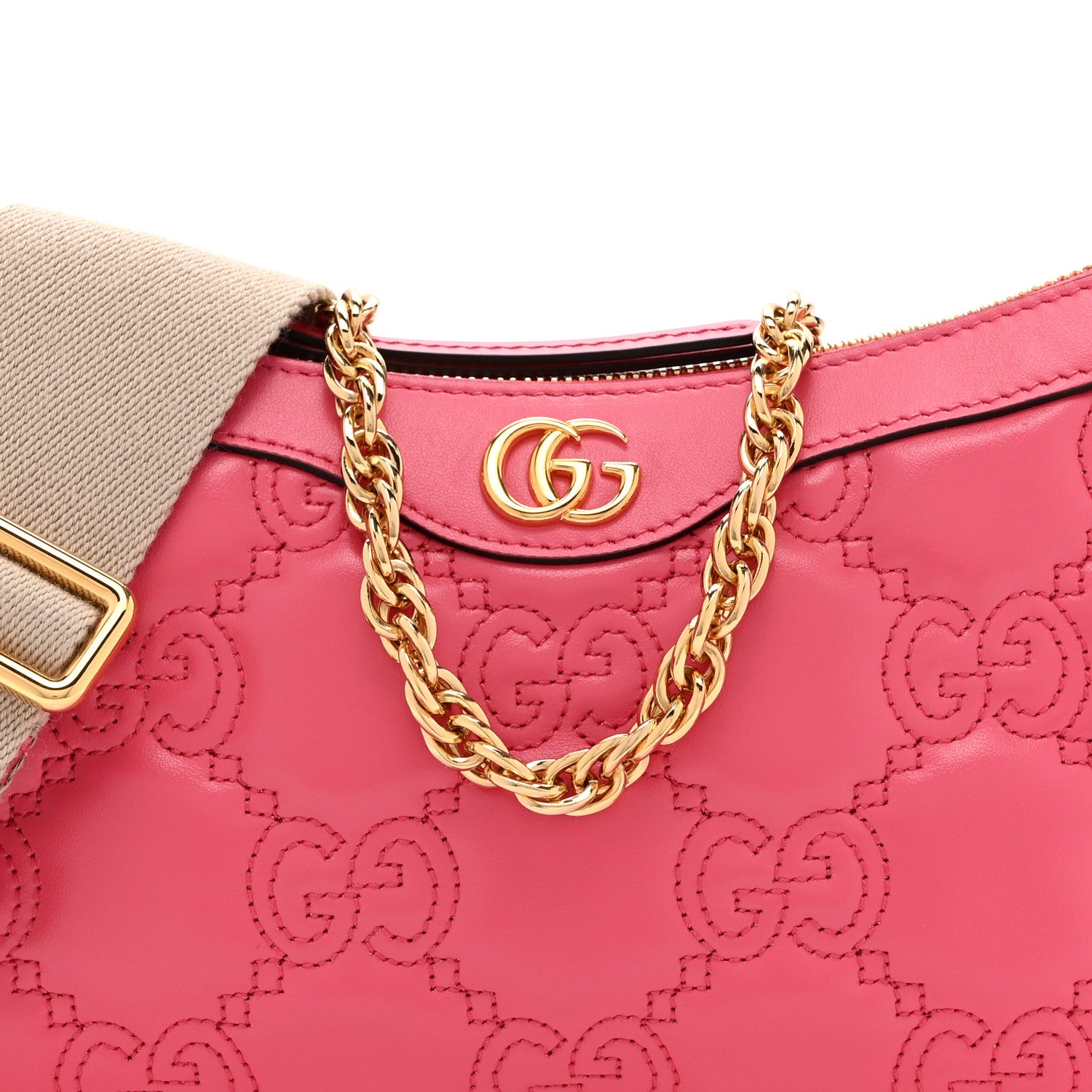 Gucci Calfskin GG Matelasse Chain Handbag Rhodamine Pink Natural 8 of 10