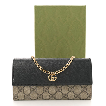Gucci Dollar Calfskin GG Supreme Monogram Petite GG Marmont Wallet Chain Bag Black Beige Ebony 13 of 13