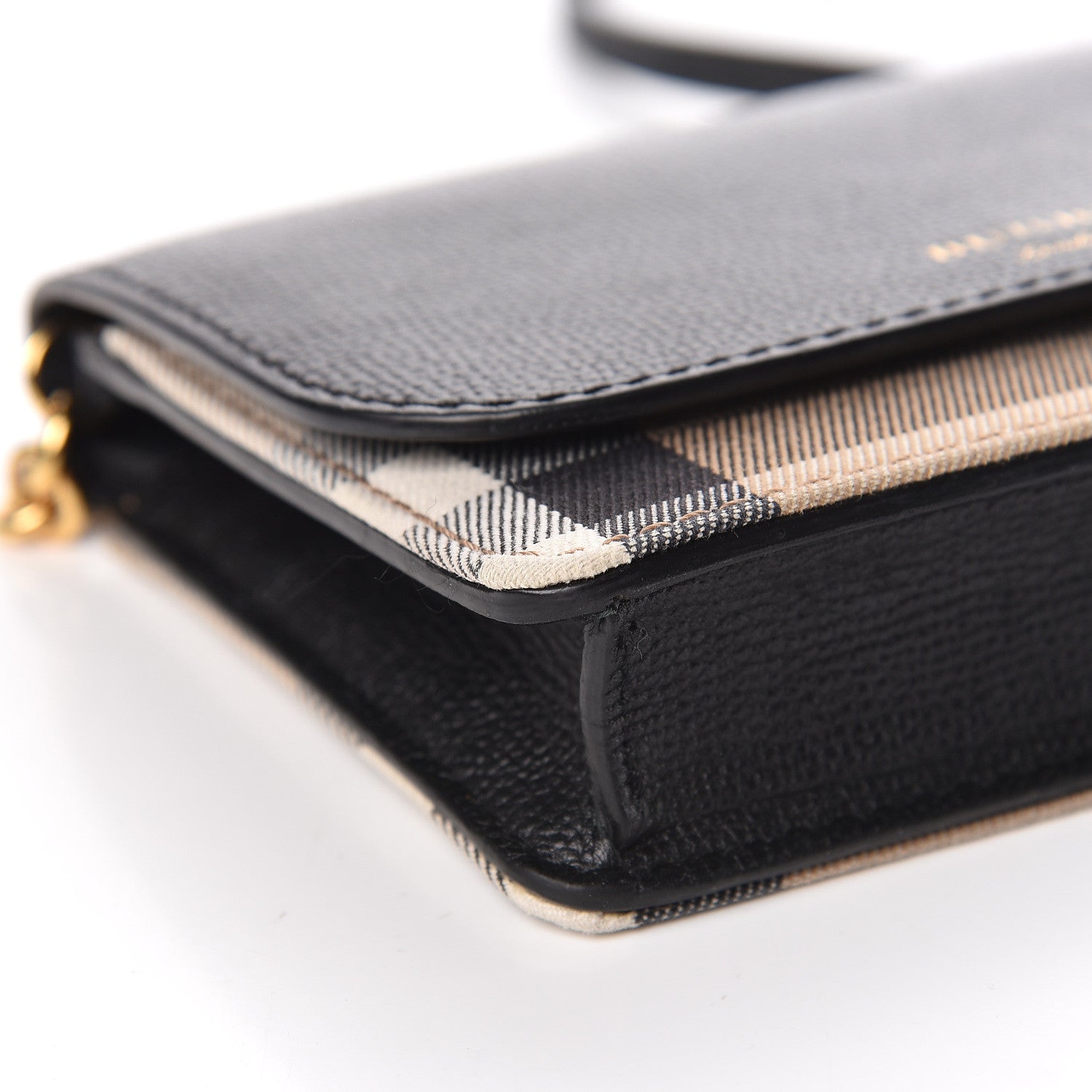 Burberry Derby Calfskin House Check Wallet On Chain Black 8 of 13