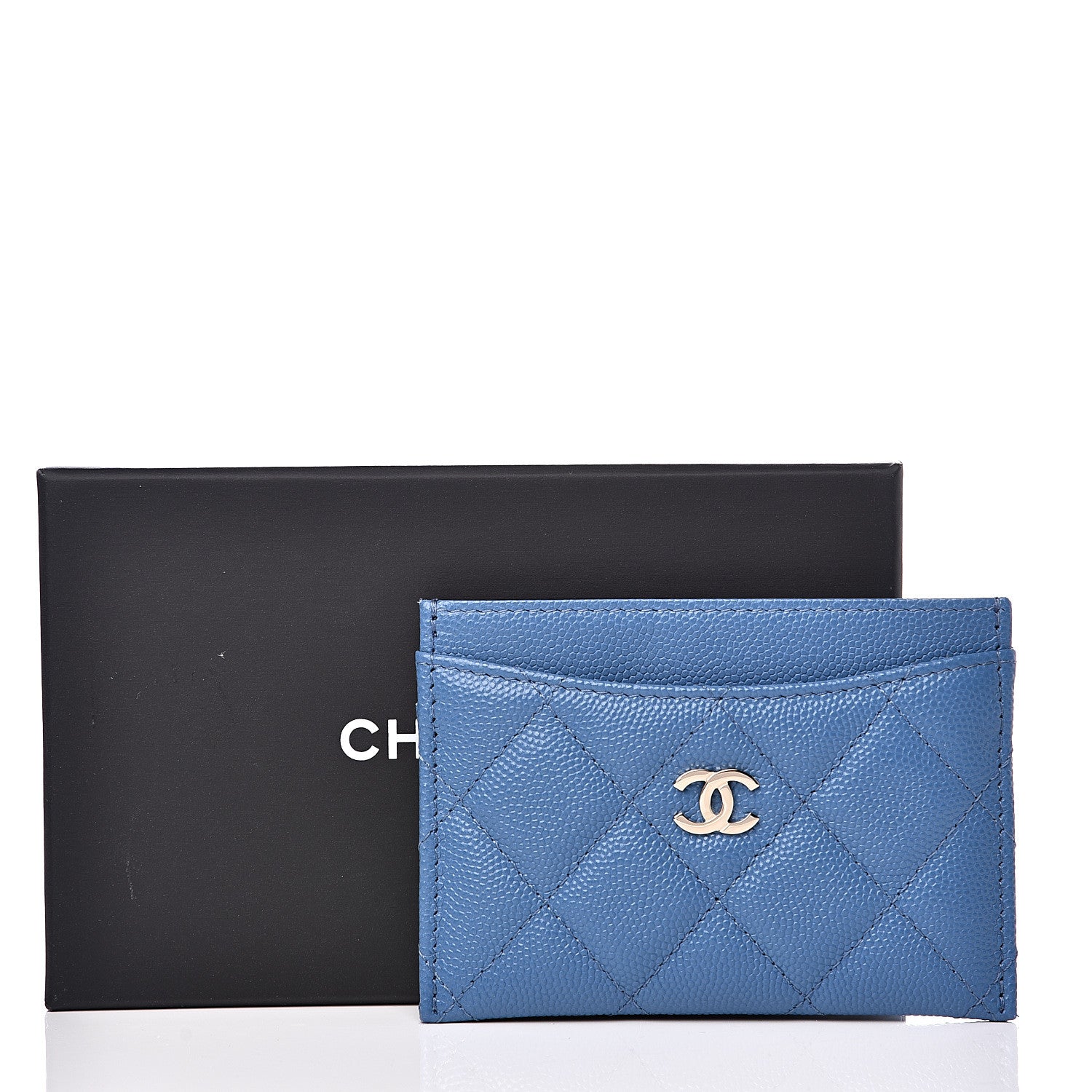 Chanel Caviar Quilted Card Holder Blue 8 of 8