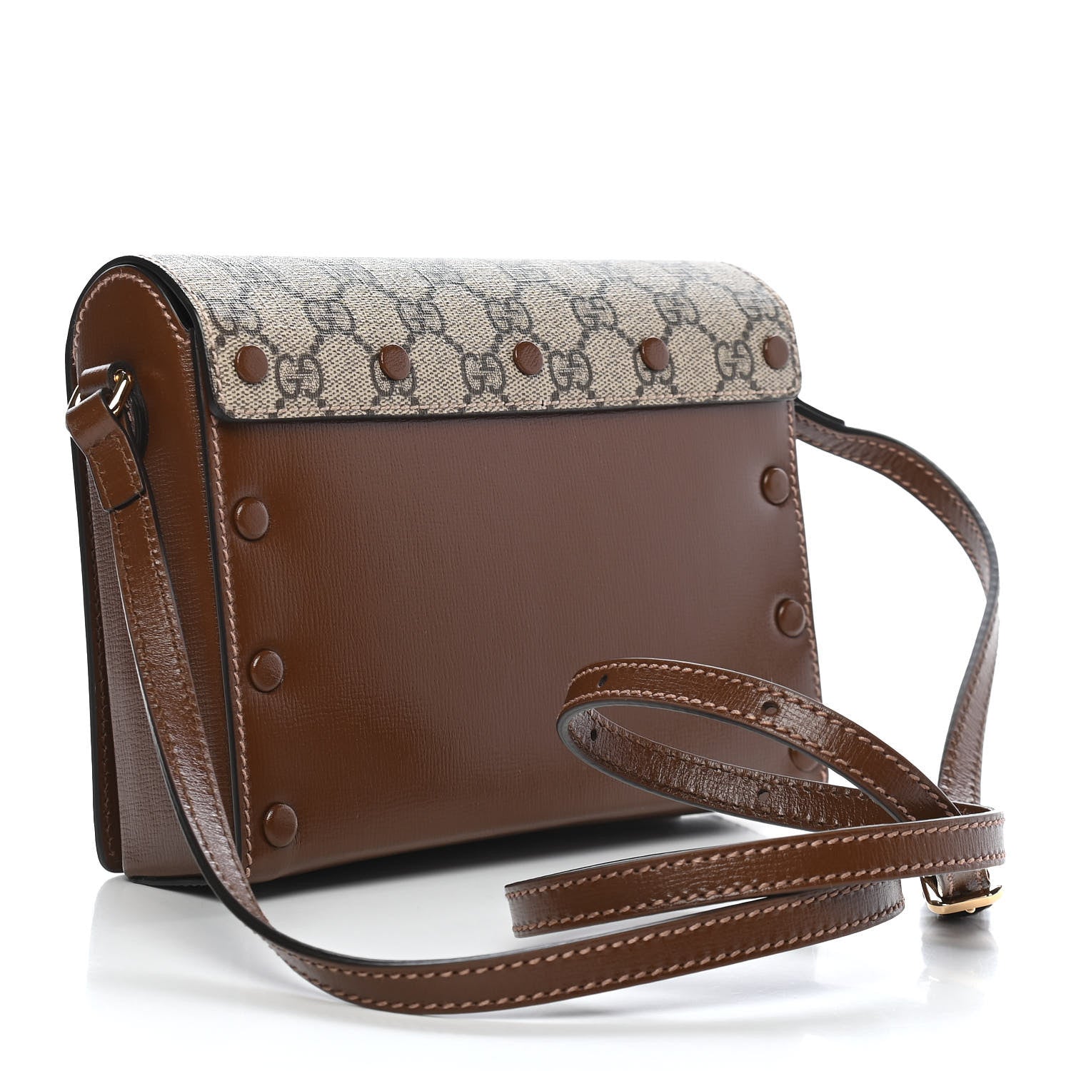 Gucci GG Supreme Monogram Script Logo Heart Crossbody Bag Beige Brown 3 of 9