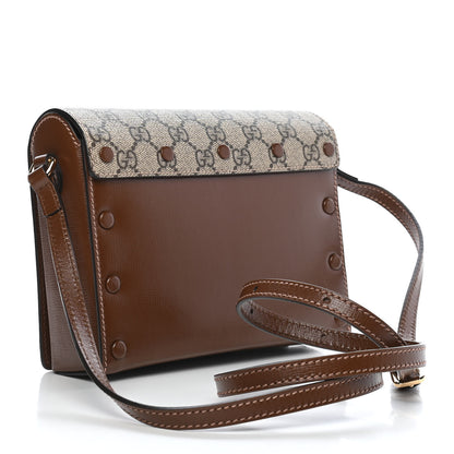 Gucci GG Supreme Monogram Script Logo Heart Crossbody Bag Beige Brown 3 of 9