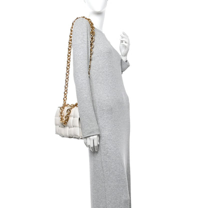 Bottega Veneta Lambskin Maxi Intreccio Padded Chain Cassette Crossbody Bag White 2 of 10