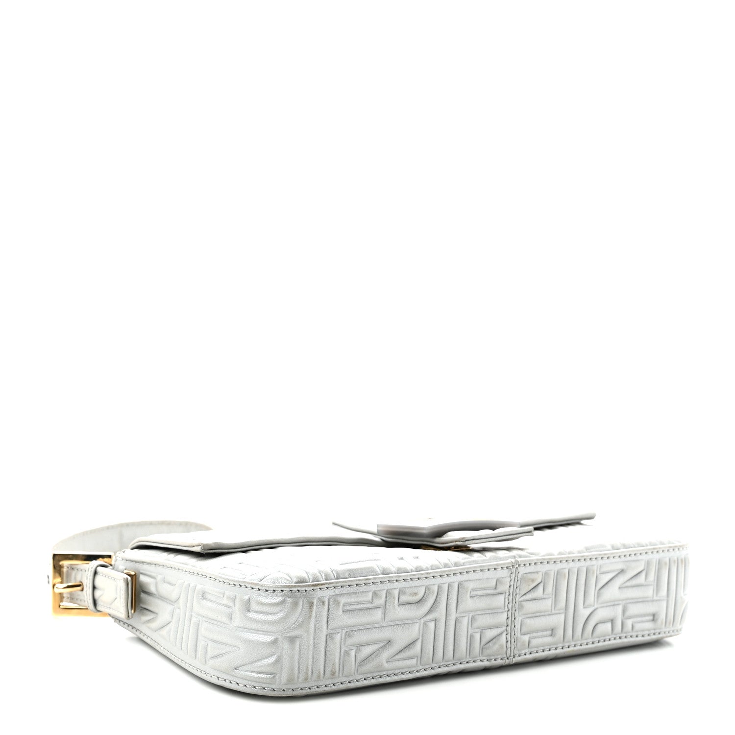 Fendi Nappa Logo Embossed Baguette Silver 4 of 10