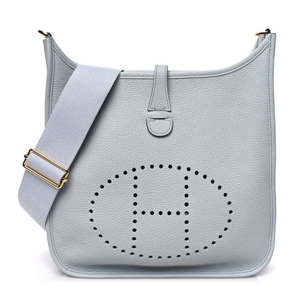 Hermes Taurillon Clemence Evelyne III PM Bleu Pale 1 of 9