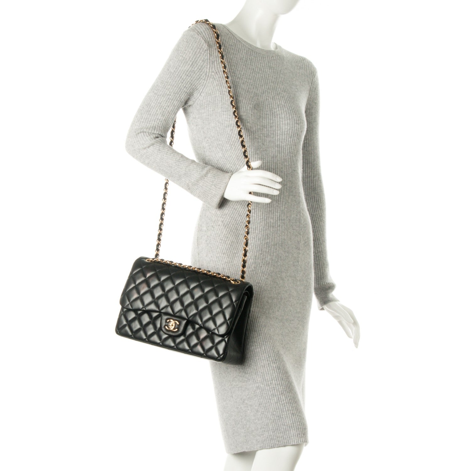 Chanel Lambskin Quilted Jumbo Double Flap Black 3 of 9