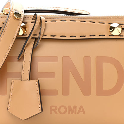 Fendi Vitello King Logo Embossed Mini By The Way Boston Bag Miele Scuro 7 of 9