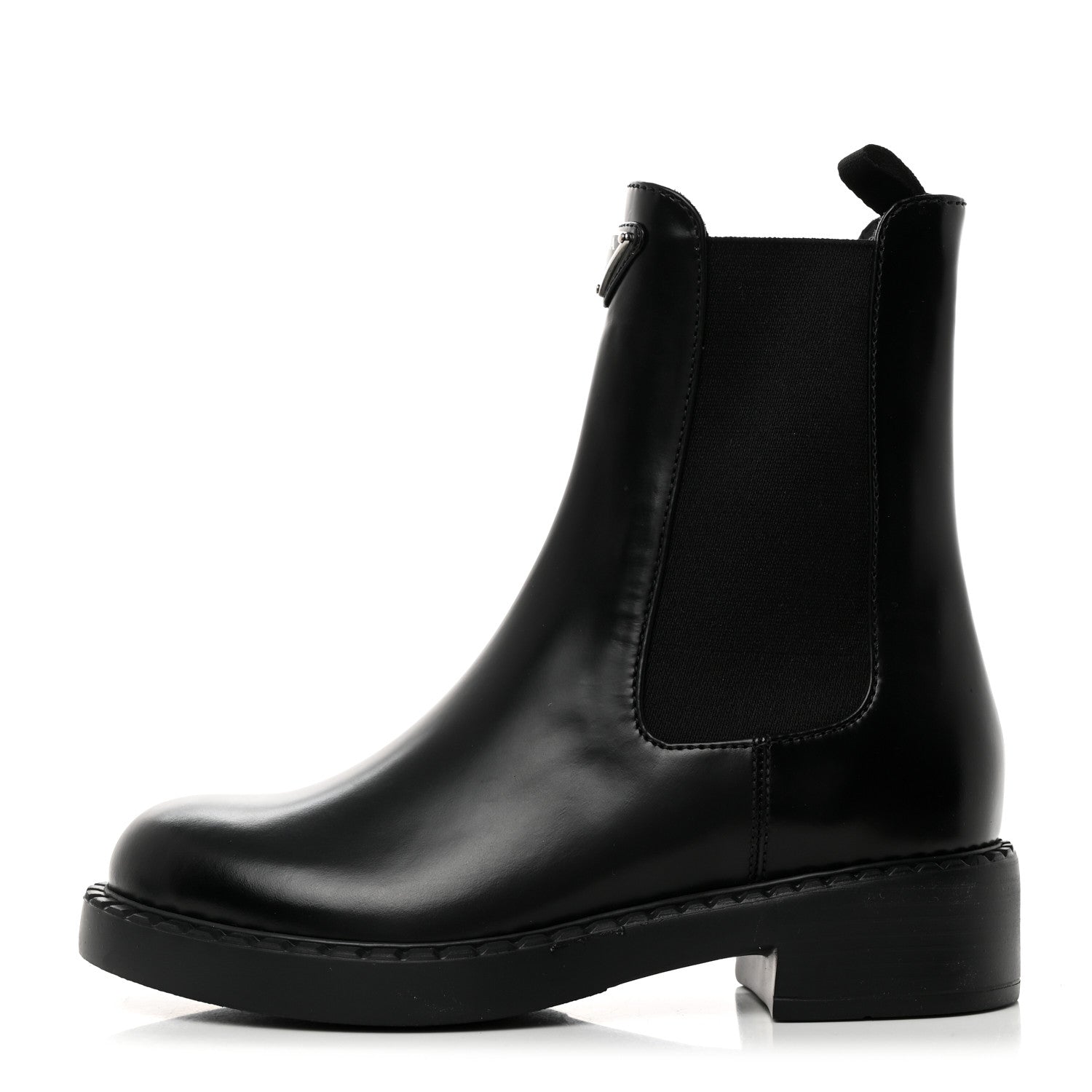Prada Spazzolato Metal Triangle Logo 50mm Chelsea Boots 36 Black 1 of 8
