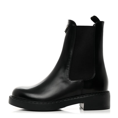 Prada Spazzolato Metal Triangle Logo 50mm Chelsea Boots 36 Black 1 of 8
