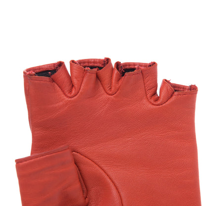 Chanel Lambskin Tweed Fingerless Gloves 7 Red 3 of 6