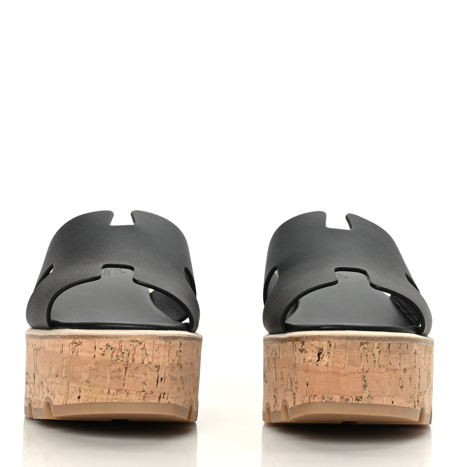 Hermes Calfskin Cork Eze 30 Sandals 37 Black 2 of 9